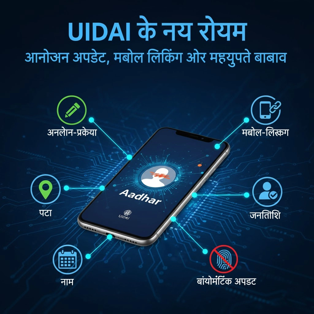 UIDAI Aadhaar Card Online Update Guidelines 2025 Aadhaar card update online process on UIDAI website with new rules for name, address, and mobile number change