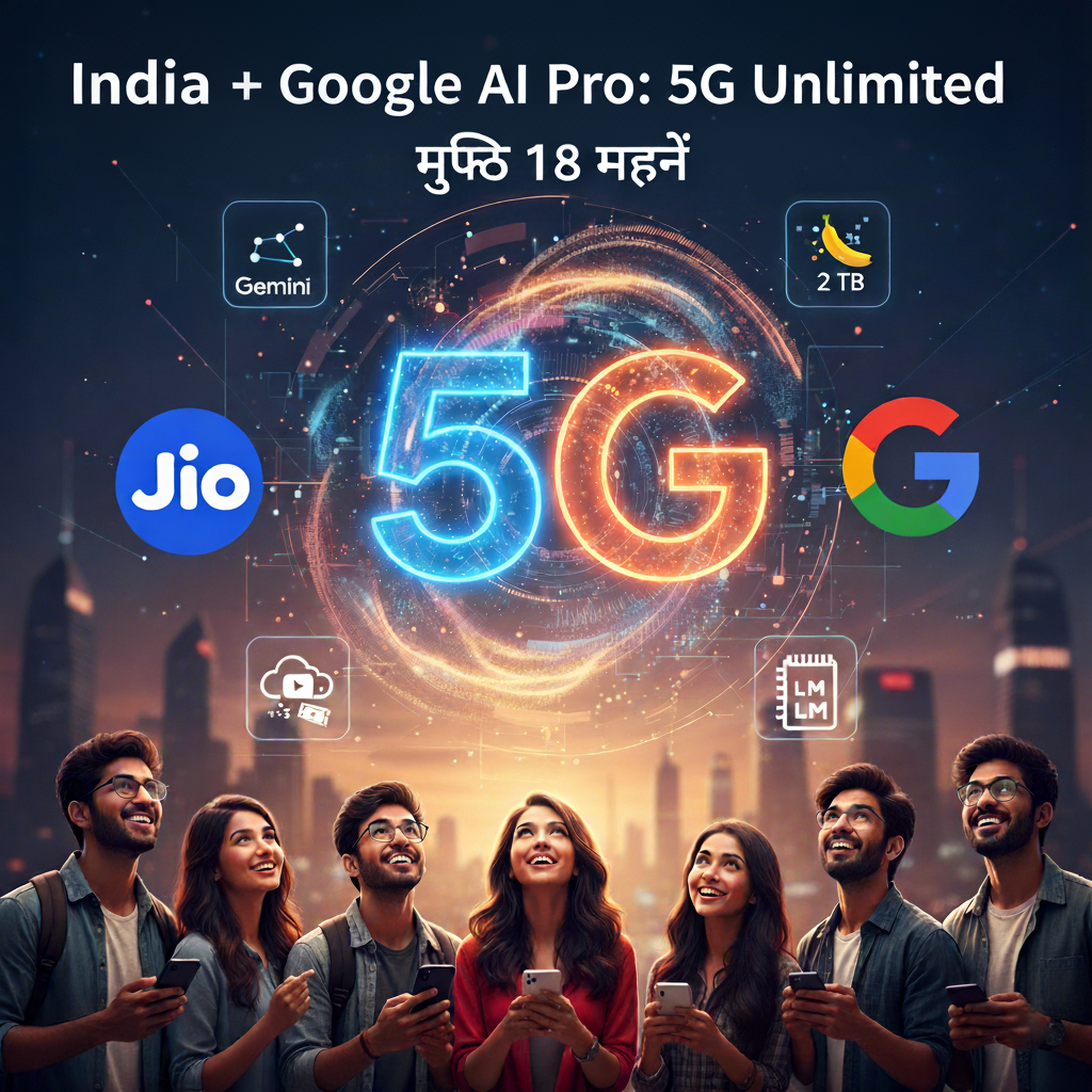 Jio Google Gemini Pro Free Plan 2025 – 18 months free AI tools and cloud storage offer for Jio 5G users