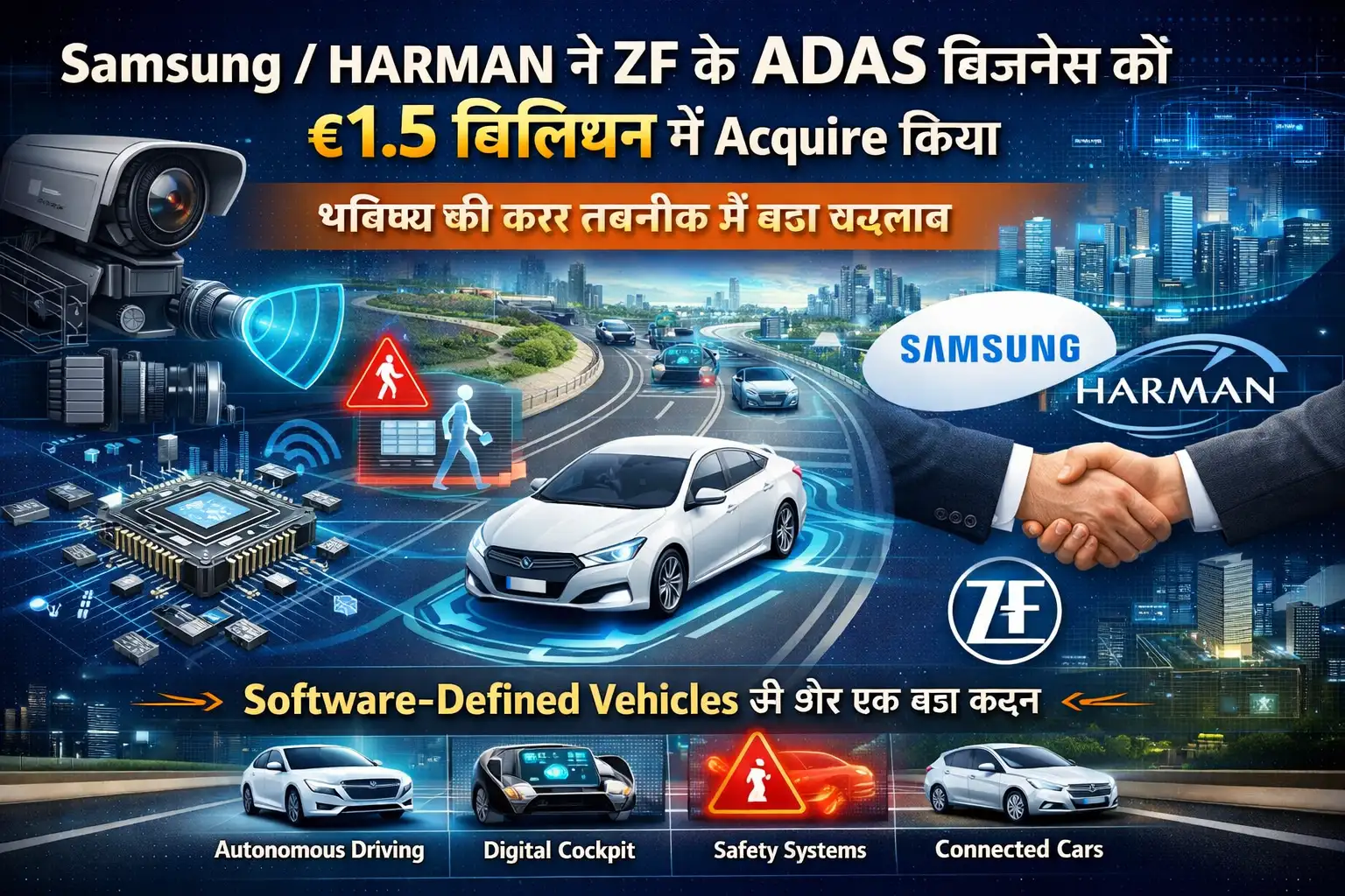 Samsung HARMAN ने ZF के ADAS business को acquire किया, जो future car technology और software-defined vehicles को मजबूत करेगा