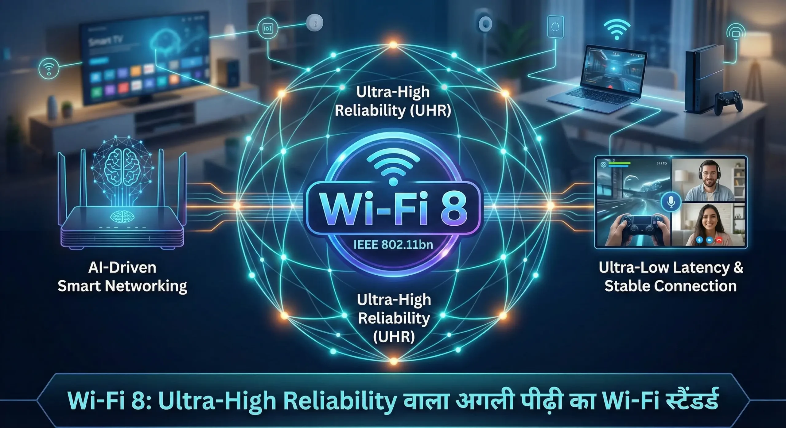 Wi-Fi 8 Ultra-High Reliability Features India Wi-Fi 8 router with AI-powered networking and ultra-low latency for Indian homes