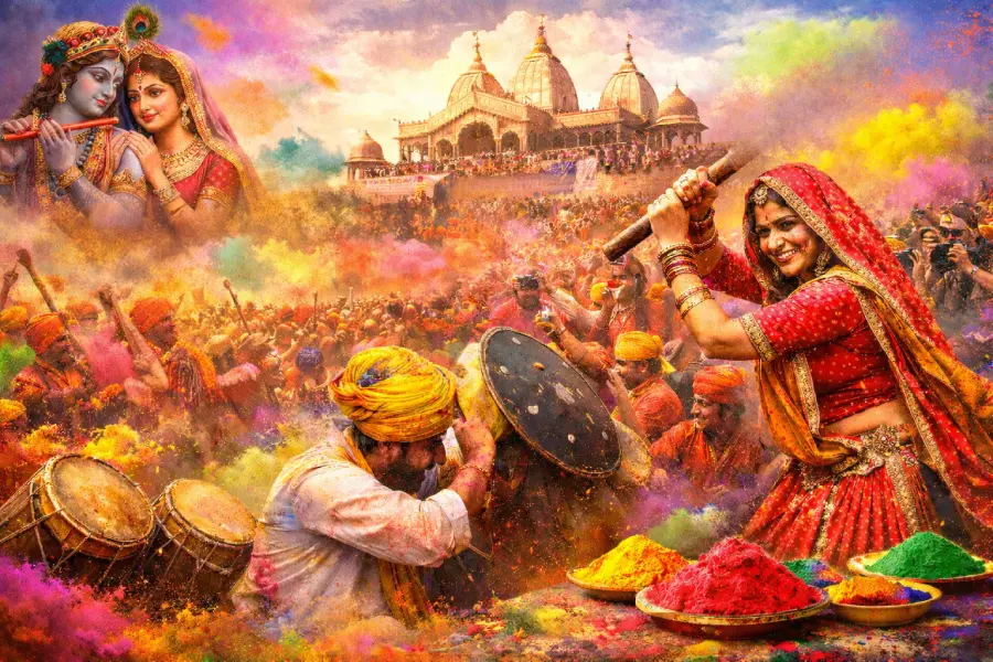 बरसाना की लठमार होली 2026: राधा की नगरी में रंगों और प्रेम का अद्भुत संगम (Lathmar Holi 2026 in Barsana) बरसाना की लठमार होली 2026: राधा की नगरी में रंगों और प्रेम का अद्भुत संगम (Lathmar Holi 2026 in Barsana)