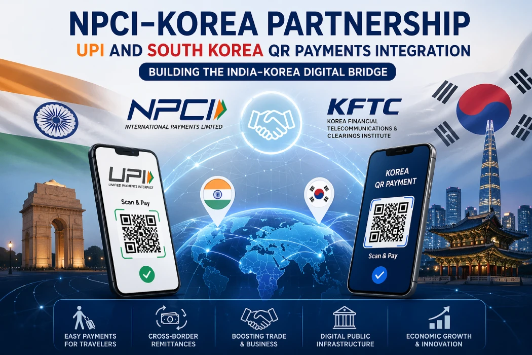 India UPI South Korea QR payment integration showing NPCI and KFTC partnership for cross border digital payments